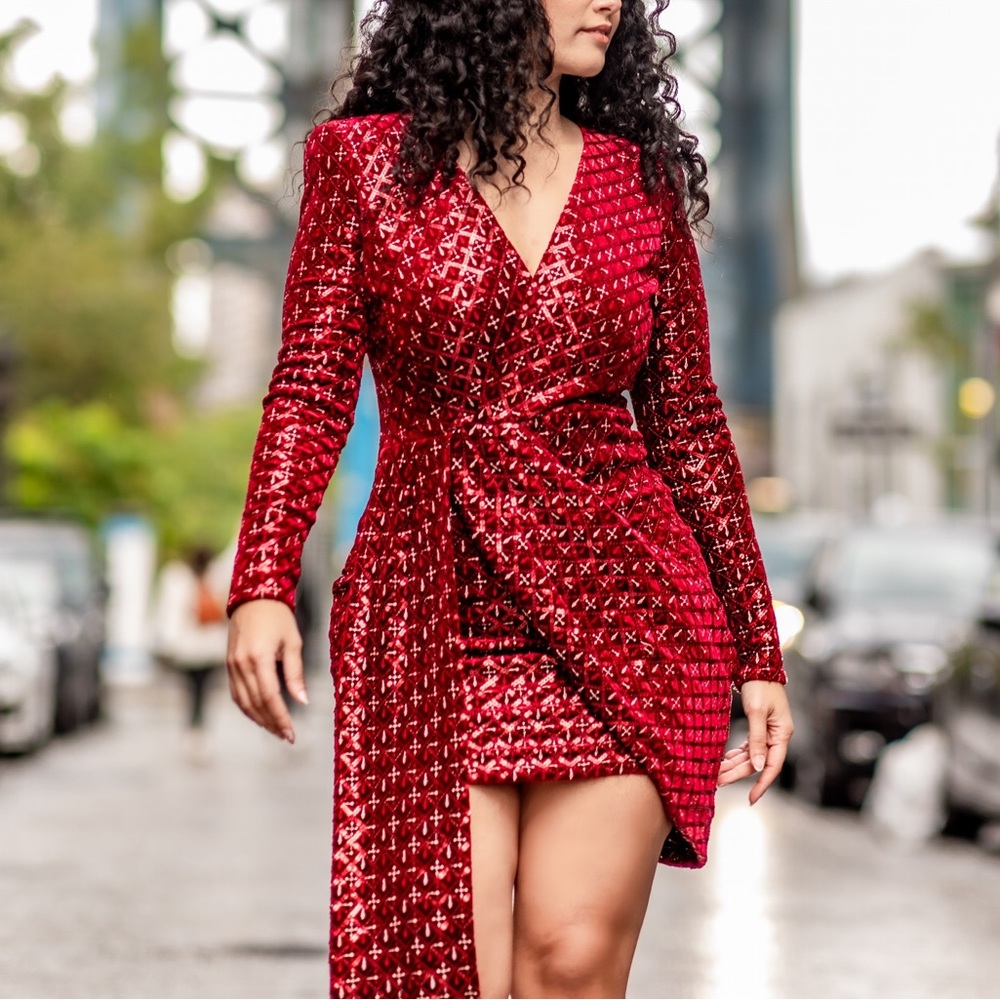 Nadine Merabi Chrissy Red Dress - Size Large